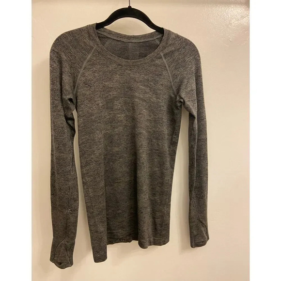 Lululemon Long Sleeve Swiftly Tech Variegated Mesh Camo Black and Gray Size 6 - Picture 2 of 6